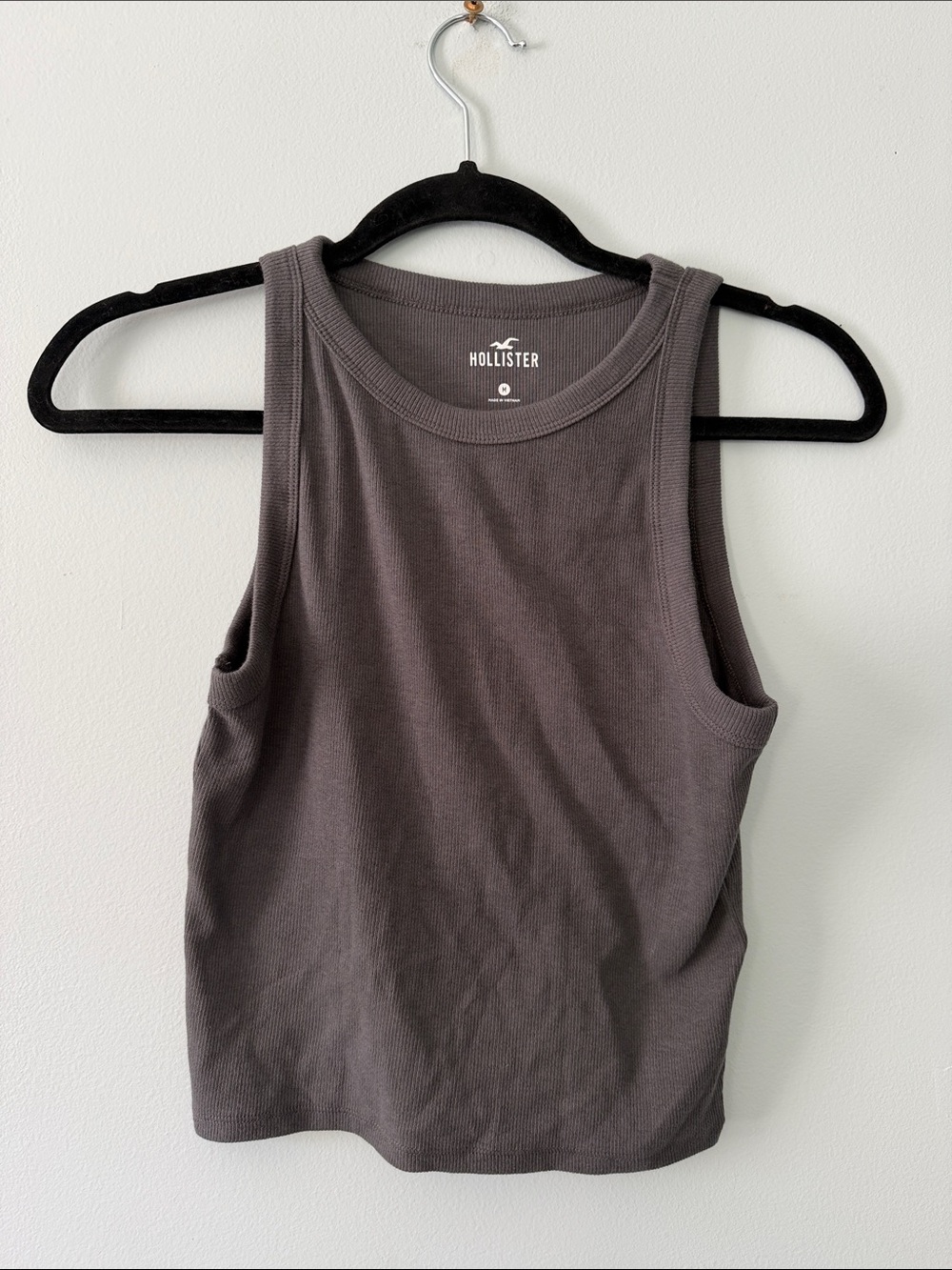 Hollister Women's Dark Charcoal Ribbed Tank